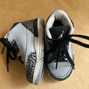 Nike 2014 Retro Air Jordan 3 Wolf Grey Black Shoes Kids Toddler 5C